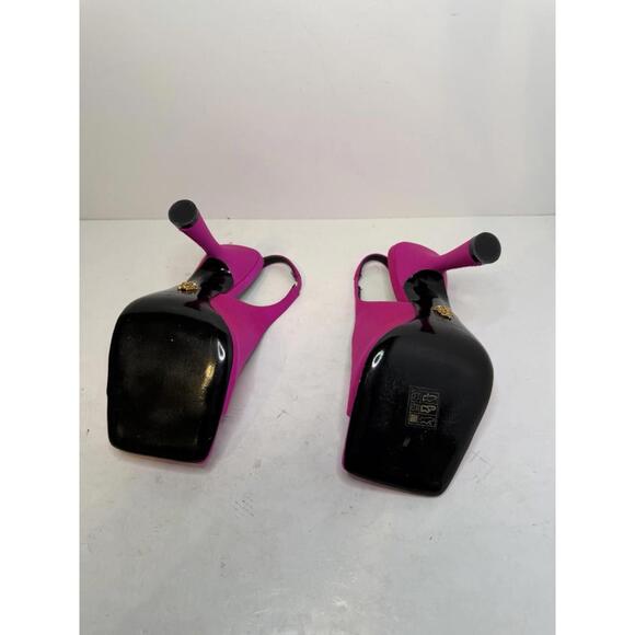 Versace Crystal Square Toe Slingback Heels Pink SZ 37 EU New No Box - Picture 6 of 7